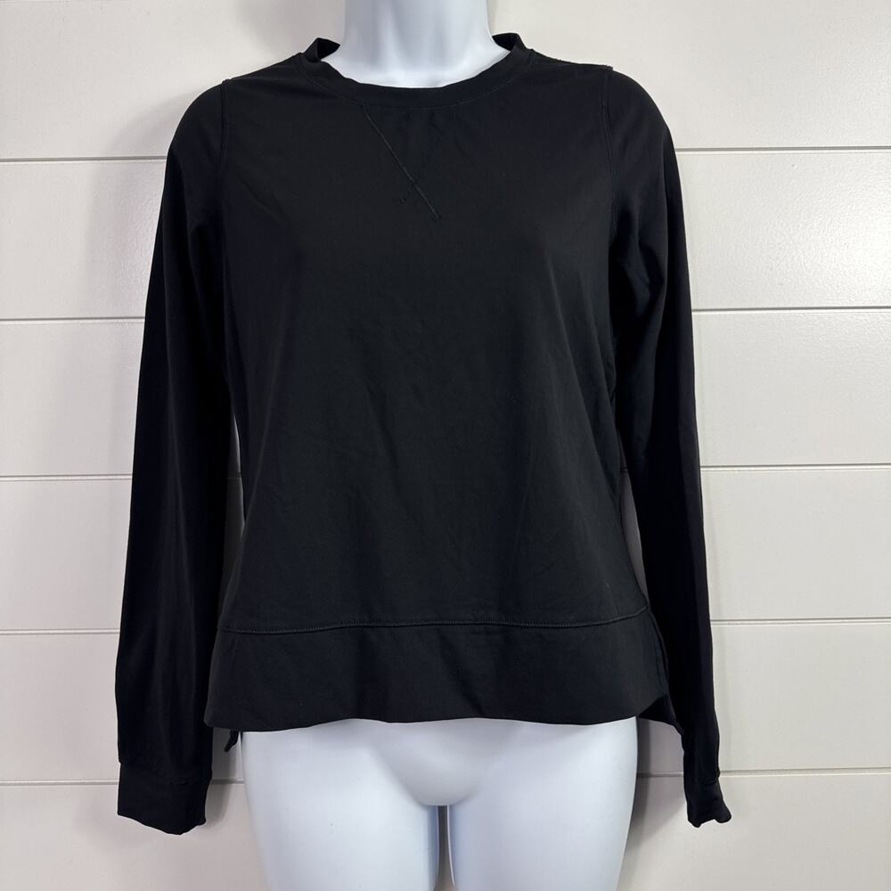 Women's Lululemon Zen Bender Crewneck Shirt Long Sleeve Back Zip Black sz 4